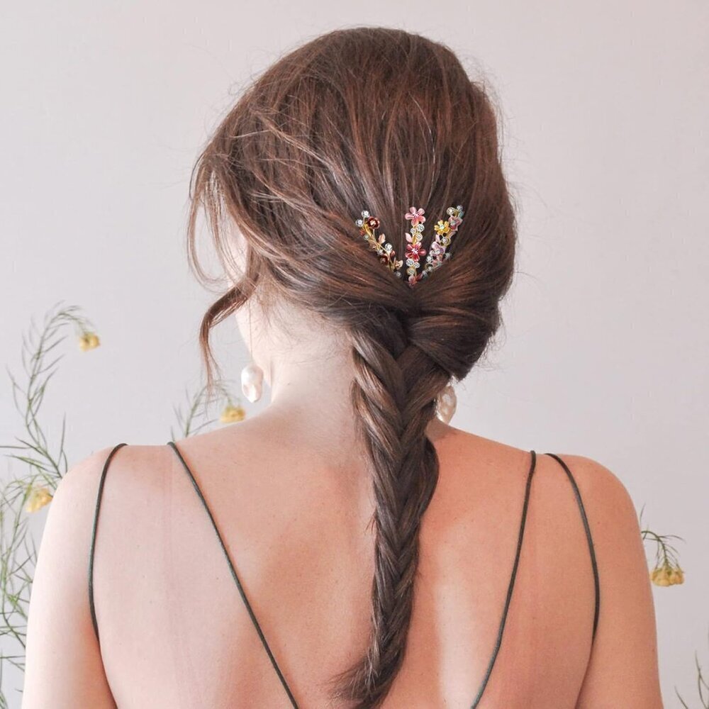 12 Pieces Vintage Flower Hair Pins Women Barrette Bobby Pins Decorative Metal Go - Picture 5 of 6